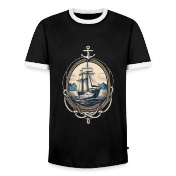 Entdecke Die Freiheit Auf Hoher See - Männer Kontrast-T-Shirt - Schwarz/Weiß - Vorne - AI Model Female 172 light (172cm) & AI Model Male 178 light (178cm)