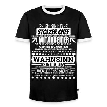 Proud Funny Coworker Gift Tee Shirt - Men's Ringer Shirt - black/white - Front - AI Model Female 172 light (172cm) & AI Model Male 178 light (178cm)