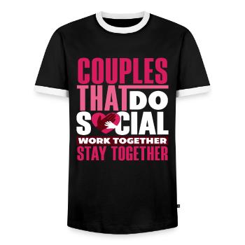 Paare Die Zusammen Soziale Arbeit Machen Bleiben - Männer Kontrast-T-Shirt - Schwarz/Weiß - Vorne - AI Model Female 172 light (172cm) & AI Model Male 178 light (178cm)