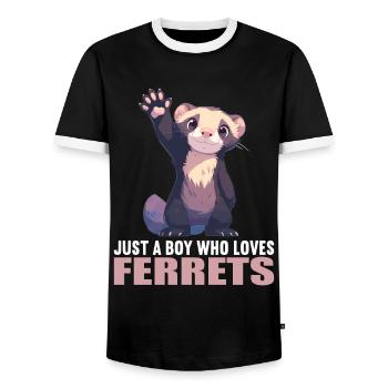 Furet Frettchen - T-shirt contrasté Homme - noir/blanc - Devant - AI Model Female 172 light (172cm) & AI Model Male 178 light (178cm)