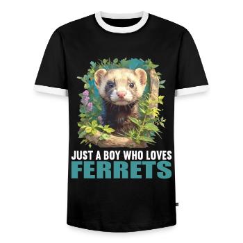 Ferret Frettchen - Men's Ringer Shirt - black/white - Front - AI Model Female 172 light (172cm) & AI Model Male 178 light (178cm)