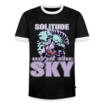 Solitude Up in the Sky – Paragliding - Men's Ringer Shirt - black/white - Front - AI Model Female 172 light (172cm) & AI Model Male 178 light (178cm)