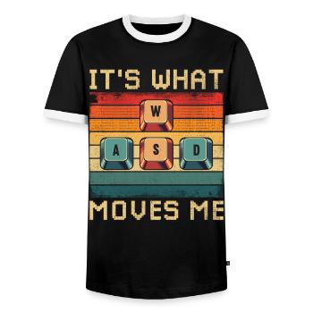 WASD It's What Moves Me - Männer Kontrast-T-Shirt - Schwarz/Weiß - Vorne - AI Model Female 172 light (172cm) & AI Model Male 178 light (178cm)