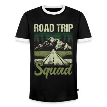 Road Trip Squad - Männer Kontrast-T-Shirt - Schwarz/Weiß - Vorne - AI Model Female 172 light (172cm) & AI Model Male 178 light (178cm)