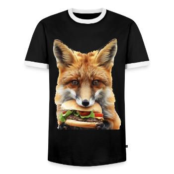 Fuchs - Männer Kontrast-T-Shirt - Schwarz/Weiß - Vorne - AI Model Female 172 light (172cm) & AI Model Male 178 light (178cm)