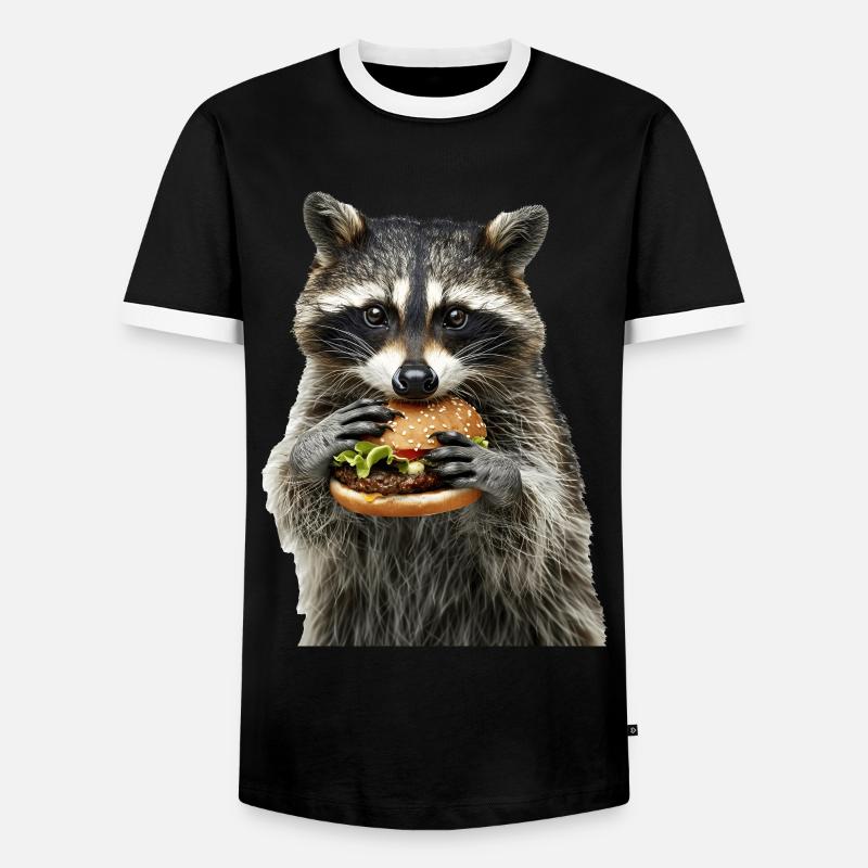 Waschbär - Männer Kontrast-T-Shirt - Schwarz/Weiß