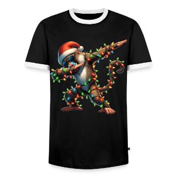 Polka Dot Baboon Sunglasses Cute Christmas - Men's Ringer Shirt - black/white - Front - AI Model Female 172 light (172cm) & AI Model Male 178 light (178cm)