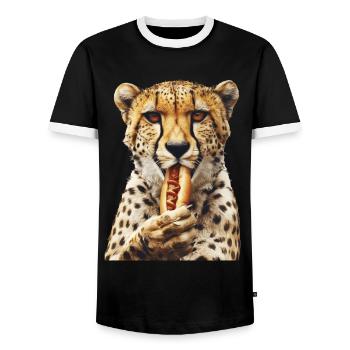Cheetah - Men's Ringer Shirt - black/white - Front - AI Model Female 172 light (172cm) & AI Model Male 178 light (178cm)