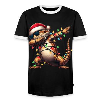 Tupfende Bartagame Eidechse Sonnenbrille Niedlich - Männer Kontrast-T-Shirt - Schwarz/Weiß - Vorne - AI Model Female 172 light (172cm) & AI Model Male 178 light (178cm)