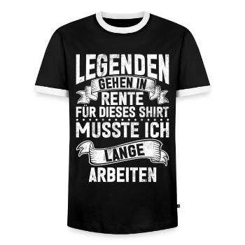 Legende Ruhestand Lustiges Motiv Rentner - Männer Kontrast-T-Shirt - Schwarz/Weiß - Vorne - AI Model Female 172 light (172cm) & AI Model Male 178 light (178cm)