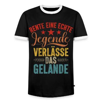 Legende Ruhestand Lustiges Motiv Rentner - Männer Kontrast-T-Shirt - Schwarz/Weiß - Vorne - AI Model Female 172 light (172cm) & AI Model Male 178 light (178cm)