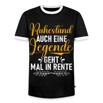 Legende Ruhestand Lustiges Motiv Rentner - Männer Kontrast-T-Shirt - Schwarz/Weiß - Vorne - AI Model Female 172 light (172cm) & AI Model Male 178 light (178cm)