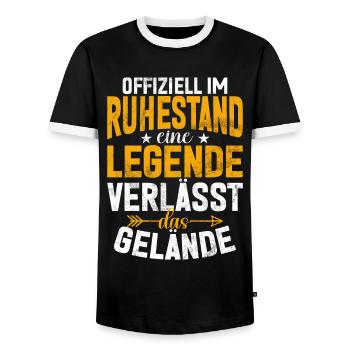 Legende Ruhestand Lustiges Motiv Rentner - Männer Kontrast-T-Shirt - Schwarz/Weiß - Vorne - AI Model Female 172 light (172cm) & AI Model Male 178 light (178cm)