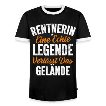 Legende Ruhestand Lustiges Motiv Rentner - Männer Kontrast-T-Shirt - Schwarz/Weiß - Vorne - AI Model Female 172 light (172cm) & AI Model Male 178 light (178cm)