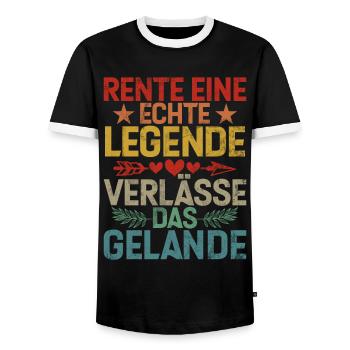 Legende Ruhestand Lustiges Motiv Rentner - Männer Kontrast-T-Shirt - Schwarz/Weiß - Vorne - AI Model Female 172 light (172cm) & AI Model Male 178 light (178cm)