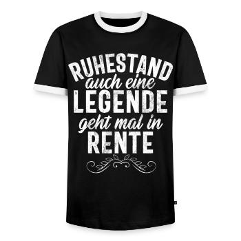 Legende Ruhestand Lustiges Motiv Rentner - Männer Kontrast-T-Shirt - Schwarz/Weiß - Vorne - AI Model Female 172 light (172cm) & AI Model Male 178 light (178cm)