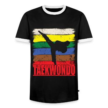 Taekwondo pour les amateurs d’arts martiaux Kick - T-shirt contrasté Homme - noir/blanc - Devant - AI Model Female 172 light (172cm) & AI Model Male 178 light (178cm)