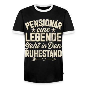 Legende Ruhestand Lustiges Motiv Rentner - Männer Kontrast-T-Shirt - Schwarz/Weiß - Vorne - AI Model Female 172 light (172cm) & AI Model Male 178 light (178cm)