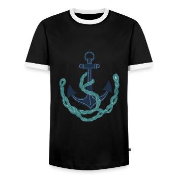 Ancre Vintage Design Hobby Pêcheur Marin - T-shirt contrasté Homme - noir/blanc - Devant - AI Model Female 172 light (172cm) & AI Model Male 178 light (178cm)