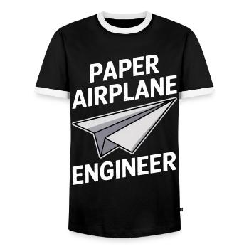 Avion en papier disant blague Avion en papier cadeau - T-shirt contrasté Homme - noir/blanc - Devant - AI Model Female 172 light (172cm) & AI Model Male 178 light (178cm)