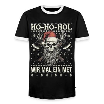 Ho Ho Prenons un hydromel - T-shirt contrasté Homme - noir/blanc - Devant - AI Model Female 172 light (172cm) & AI Model Male 178 light (178cm)