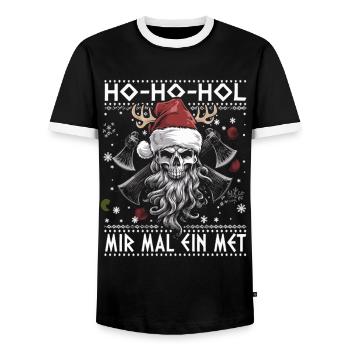 Ho Ho Prenons un hydromel - T-shirt contrasté Homme - noir/blanc - Devant - AI Model Female 172 light (172cm) & AI Model Male 178 light (178cm)