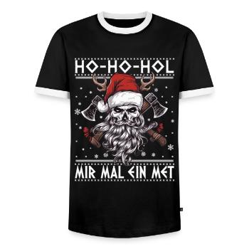 Ho Ho Prenons un hydromel - T-shirt contrasté Homme - noir/blanc - Devant - AI Model Female 172 light (172cm) & AI Model Male 178 light (178cm)