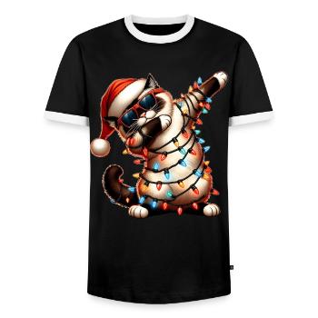 Lunettes de soleil à pois Birman Cat Noël mignon - T-shirt contrasté Homme - noir/blanc - Devant - AI Model Female 172 light (172cm) & AI Model Male 178 light (178cm)