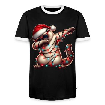 Lunettes de soleil à pois Birman Cat Noël mignon - T-shirt contrasté Homme - noir/blanc - Devant - AI Model Female 172 light (172cm) & AI Model Male 178 light (178cm)
