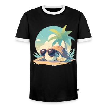 Sea Turtle Meeresschildkröten Meeresschildkröte - Männer Kontrast-T-Shirt - Schwarz/Weiß - Vorne - AI Model Female 172 light (172cm) & AI Model Male 178 light (178cm)