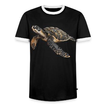 Tortue de mer Meeresschildkröten Meeresschildkröte - T-shirt contrasté Homme - noir/blanc - Devant - AI Model Female 172 light (172cm) & AI Model Male 178 light (178cm)