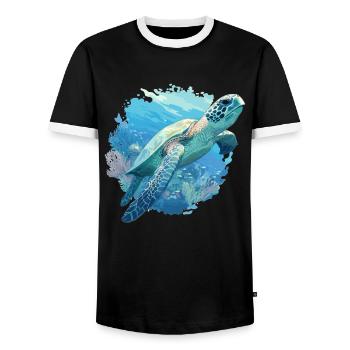 Tortue de mer Meeresschildkröten Meeresschildkröte - T-shirt contrasté Homme - noir/blanc - Devant - AI Model Female 172 light (172cm) & AI Model Male 178 light (178cm)