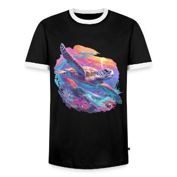 Sea Turtle Meeresschildkröten Meeresschildkröte - Männer Kontrast-T-Shirt - Schwarz/Weiß - Vorne - AI Model Female 172 light (172cm) & AI Model Male 178 light (178cm)