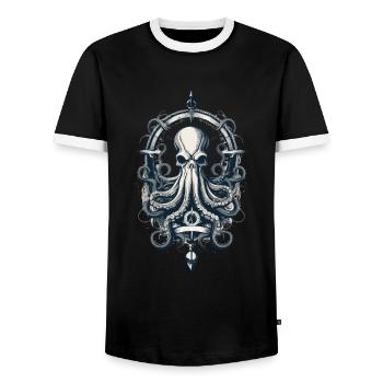 Octopus Sea Monster Hobby Pêcheur Marin - T-shirt contrasté Homme - noir/blanc - Devant - AI Model Female 172 light (172cm) & AI Model Male 178 light (178cm)