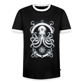 Octopus Sea Monster Hobby Pêcheur Marin - T-shirt contrasté Homme - noir/blanc - Devant - AI Model Female 172 light (172cm) & AI Model Male 178 light (178cm)