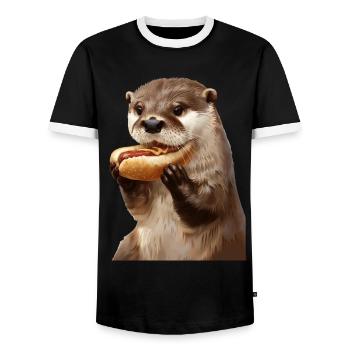 Otter - Men's Ringer Shirt - black/white - Front - AI Model Female 172 light (172cm) & AI Model Male 178 light (178cm)