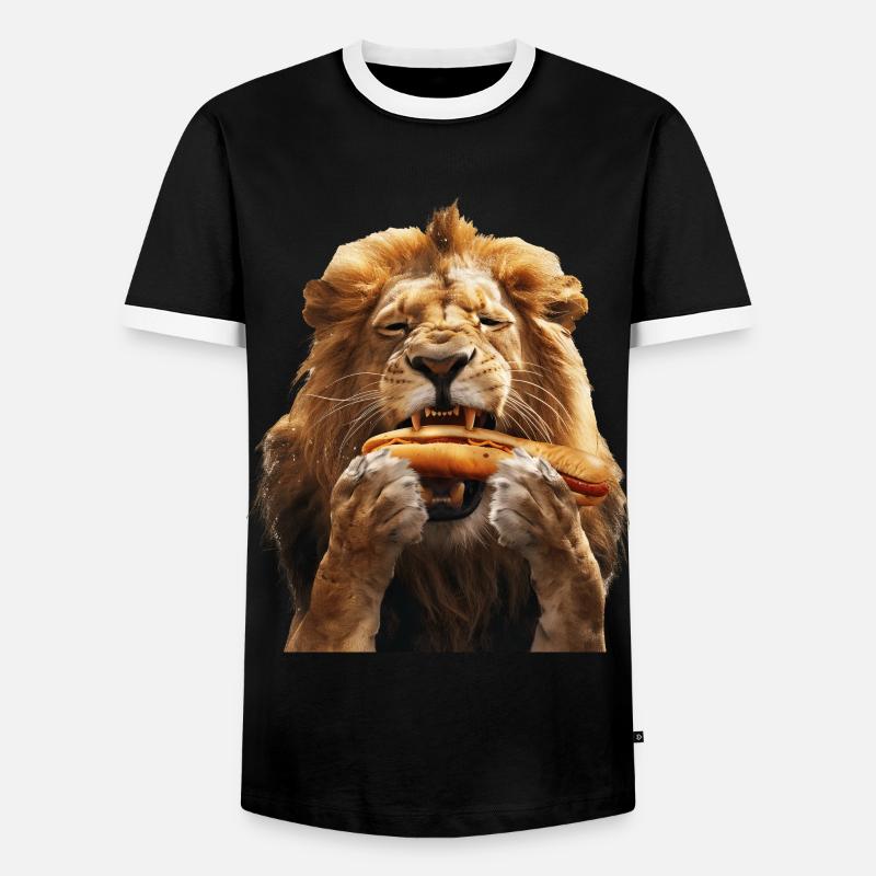 Löwe - Männer Kontrast-T-Shirt - Schwarz/Weiß
