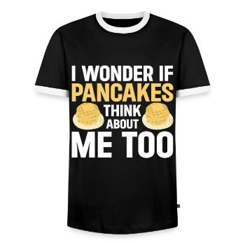Pancakes Breakfast Food Lover - Men's Ringer Shirt - black/white - Front - AI Model Female 172 light (172cm) & AI Model Male 178 light (178cm)