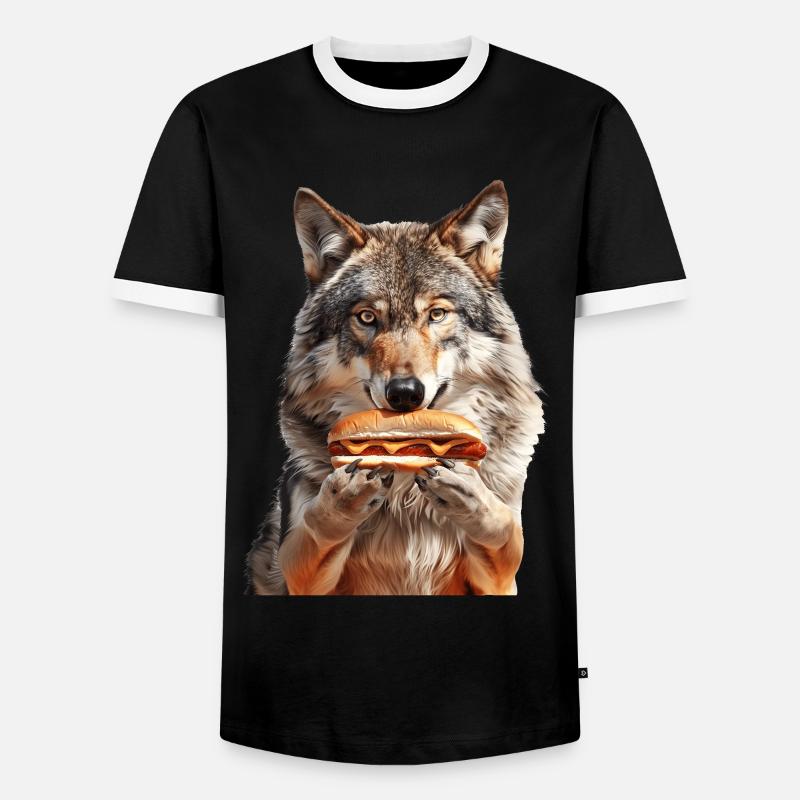 Wolf - Men's Ringer Shirt - black/white