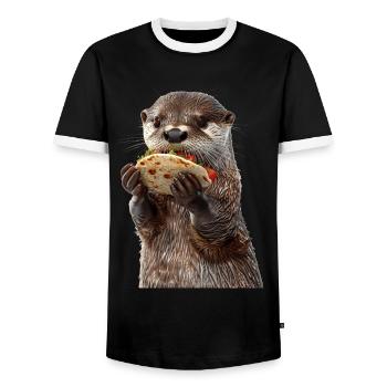 Otter - Men's Ringer Shirt - black/white - Front - AI Model Female 172 light (172cm) & AI Model Male 178 light (178cm)