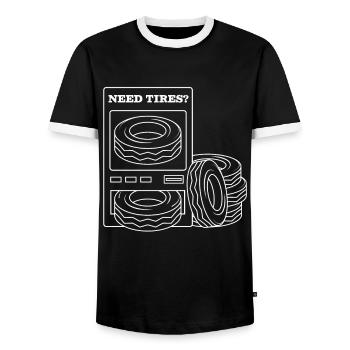 Need Tires Reifen Räder Räderwechsel - Männer Kontrast-T-Shirt - Schwarz/Weiß - Vorne - AI Model Female 172 light (172cm) & AI Model Male 178 light (178cm)