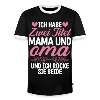 Funny Mom Grandma Saying Motif Ladies Mother's Day - Men's Ringer Shirt - black/white - Front - AI Model Female 172 light (172cm) & AI Model Male 178 light (178cm)