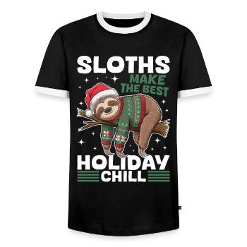 Sloth Christmas Animal Sloths make the best - Men's Ringer Shirt - black/white - Front - AI Model Female 172 light (172cm) & AI Model Male 178 light (178cm)