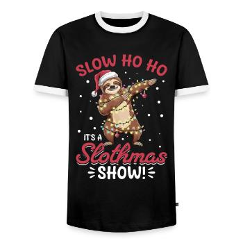 Sloth Christmas Animal Slow ho ho, it - Männer Kontrast-T-Shirt - Schwarz/Weiß - Vorne - AI Model Female 172 light (172cm) & AI Model Male 178 light (178cm)