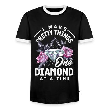 Accessories for Diamond Art Diamond Painter - Men's Ringer Shirt - black/white - Front - AI Model Female 172 light (172cm) & AI Model Male 178 light (178cm)