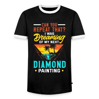 Accessories for Diamond Art Diamond Painter - Men's Ringer Shirt - black/white - Front - AI Model Female 172 light (172cm) & AI Model Male 178 light (178cm)