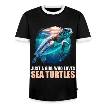 Sea Turtle Meeresschildkröten Meeresschildkröte - Männer Kontrast-T-Shirt - Schwarz/Weiß - Vorne - AI Model Female 172 light (172cm) & AI Model Male 178 light (178cm)