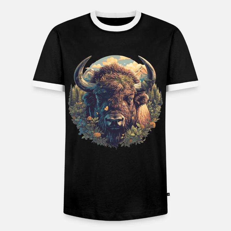 Bisons Bison - Männer Kontrast-T-Shirt - Schwarz/Weiß