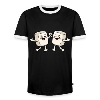 Tanzende Marshmallow - Männer Kontrast-T-Shirt - Schwarz/Weiß - Vorne - AI Model Female 172 light (172cm) & AI Model Male 178 light (178cm)