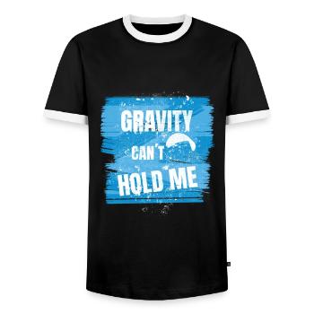 Gravity Can’t Hold Me – Puissance du parapente - T-shirt contrasté Homme - noir/blanc - Devant - AI Model Female 172 light (172cm) & AI Model Male 178 light (178cm)